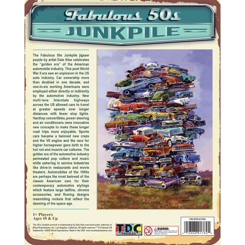 TDC Games Fabulous 50s Junkpile 1000 Piece Classic Car Jigsaw Puzzle - 26.75 x 19.25 inches when assembled