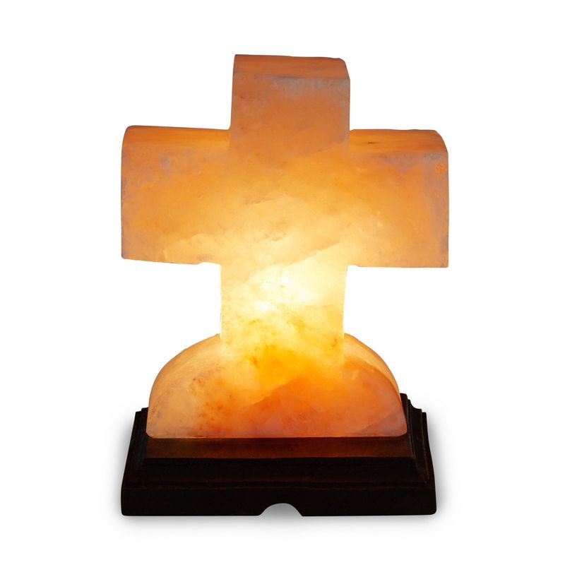Salacia Himalayan Carved Cross-Shaped Salt Lamp Light with Dimmer, Pink