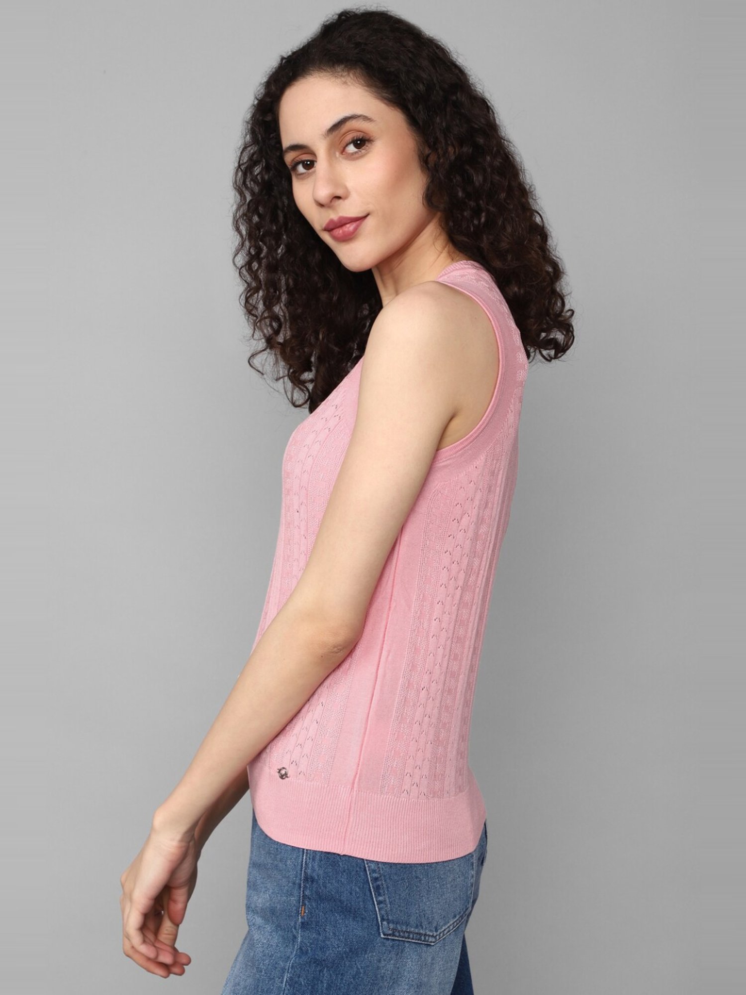 Allen Solly Pink Self Pattern Top