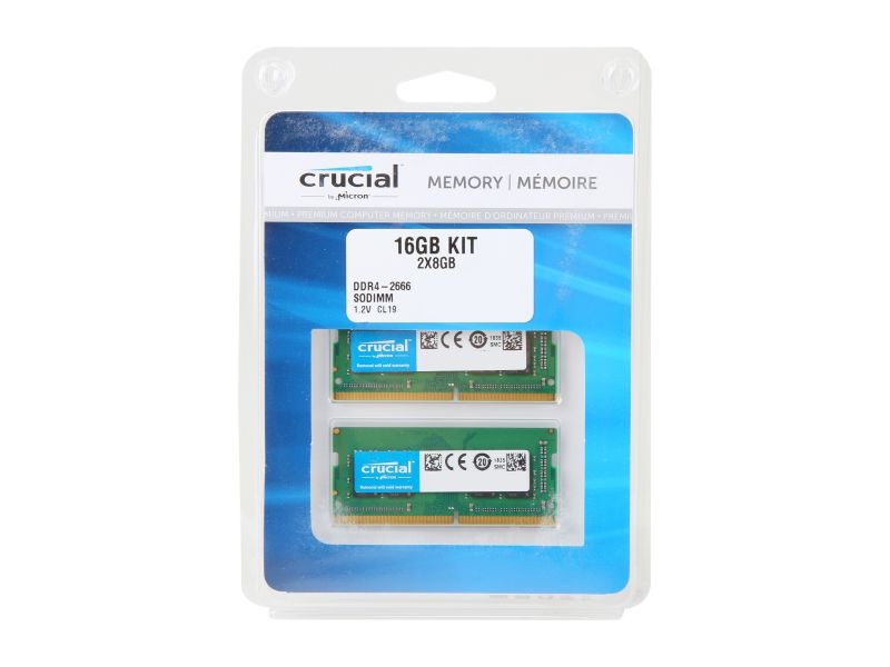 Crucial 32GB (2 x 16GB) DDR4 2666MHz DRAM (Notebook Memory) CL19 1.2V DR SODIMM (260-pin) CT2K16G4SFD8266