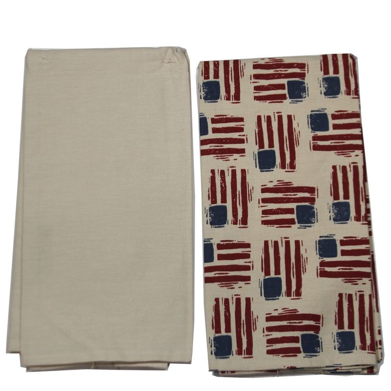 Tabletop 26.0" Stars & Stripes Dish Towel American Flag Bicycle Dog Primitives By Kathy  -  Kitchen Towel