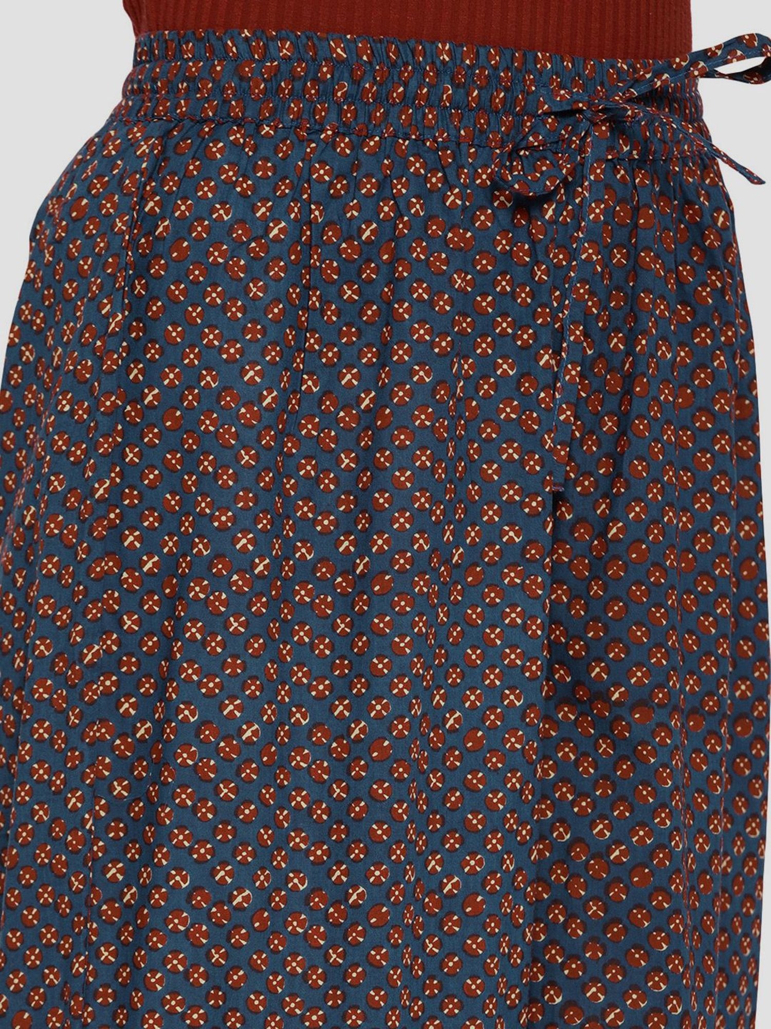 Sringam Blue Cotton Printed Palazzos