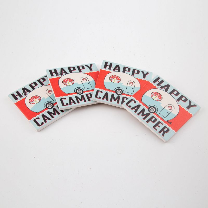 Thirstystone Happy Camper - Blue Coaster Set of 4