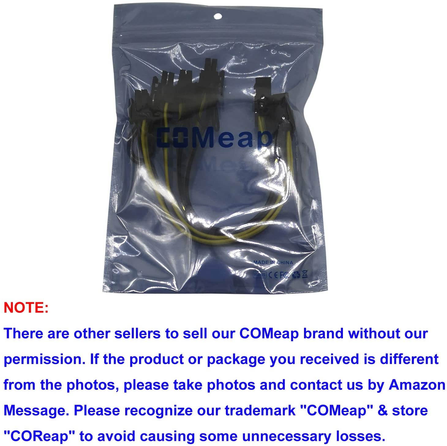 (CPU to GPU) CPU 8 Pin Female to Dual PCIe 2X 8 Pin (6+2) Male Power Adapter Splitter Cable for Graphics Card BTC Miner 9-inch (23cm) (Pack of 2) COMeap