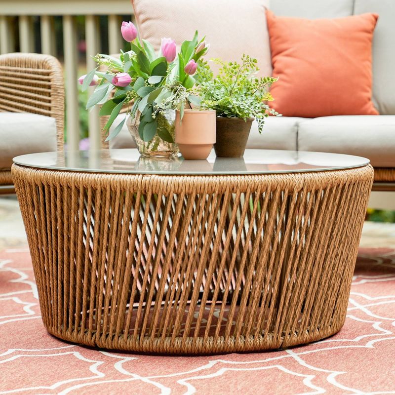 Terrell 4pc Patio Seating Set - Tan - Leisure Made