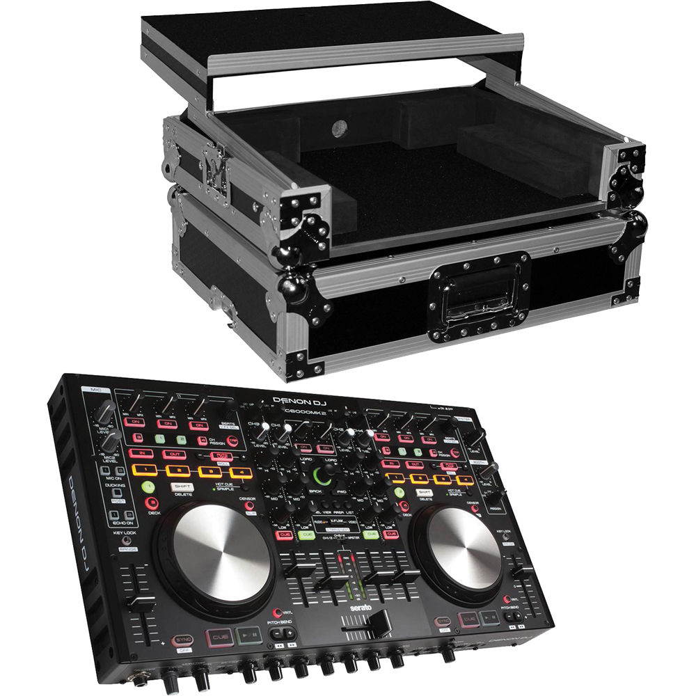 Denon DNMC6000MK2 Professional Digital Mixer and Controller. With ProX Flight Case For MC6000MK2 Controllers with Laptop Shelf