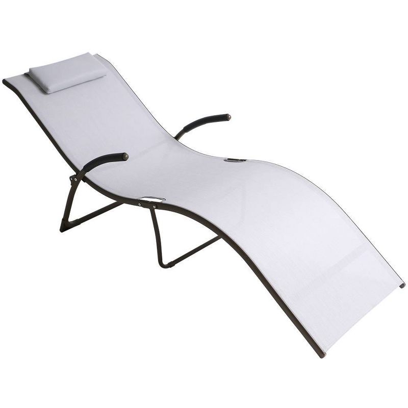 2pc Outdoor Portable Reclining Chaise Lounge Chairs - Light Gray - Crestlive Products