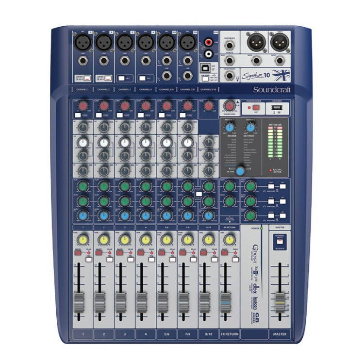 Soundcraft Signature 10 Analog 10-Channel Mixer Recording Bundle w/ Microphone