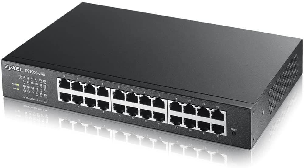 Zyxel 24-Port Gigabit Switch | Smart Managed | Desktop/Rackmount and Fanless | VLAN, IGMP, QoS [GS1900-24E]