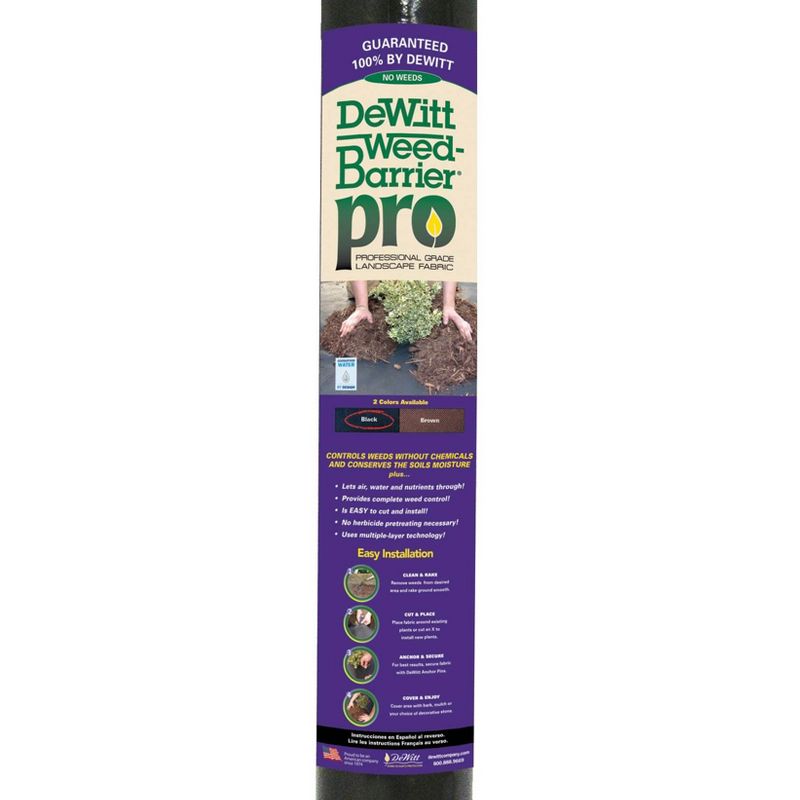 DeWitt Weed Barrier Pro 3 Ounce Landscape Ground Cover Fabric Roll, 4 x 300 Feet