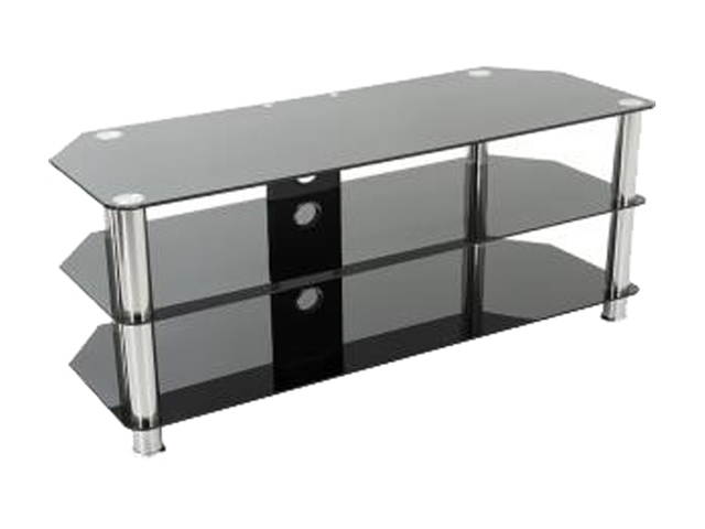 AVF SDC1250CM-A up to 60" Chrome Effect / Black Glass Classic - Corner Glass TV Stand with Cable Mangement
