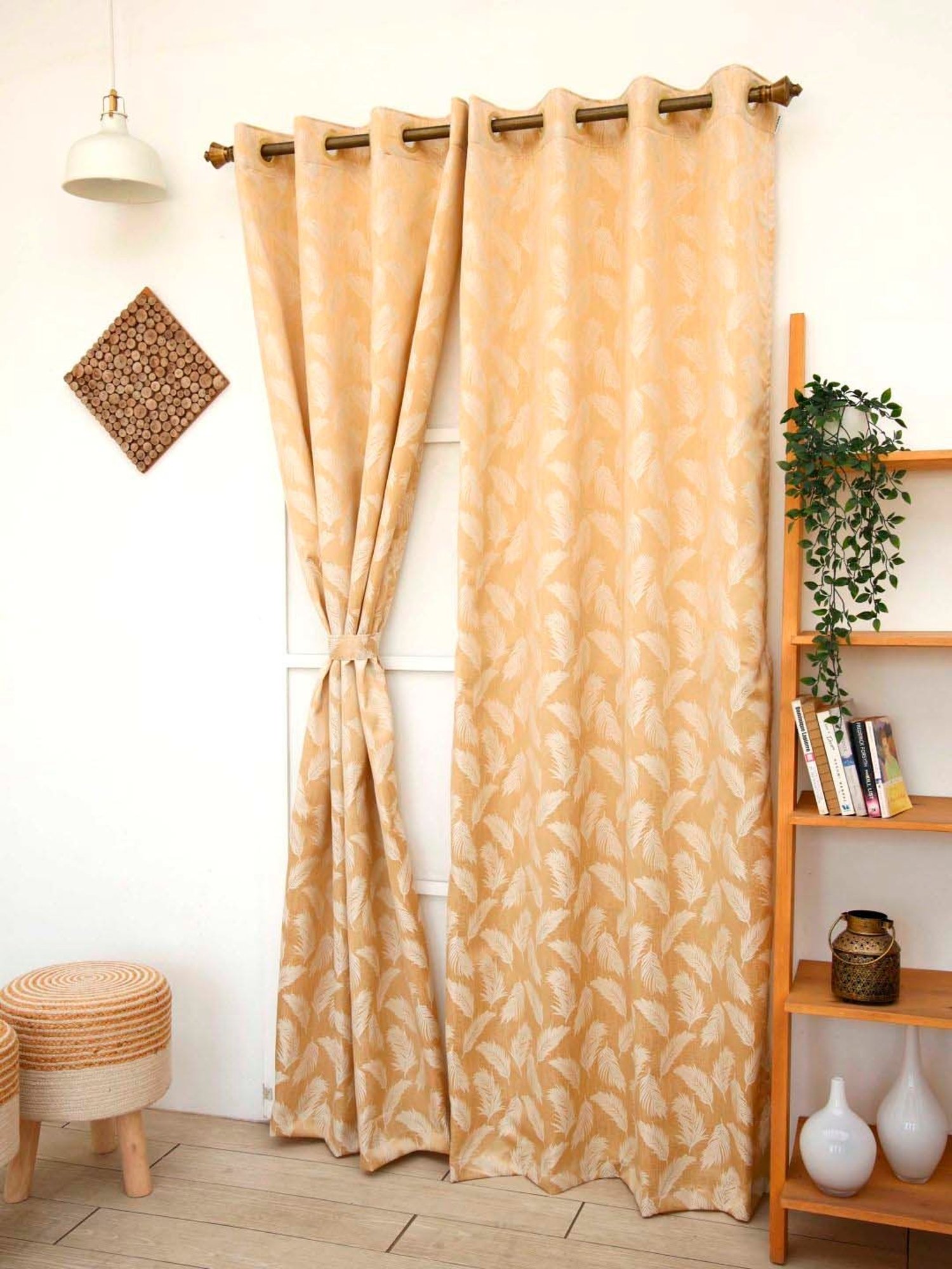 Ariana Beige Polyester 9 Ft. Long Door Curtain