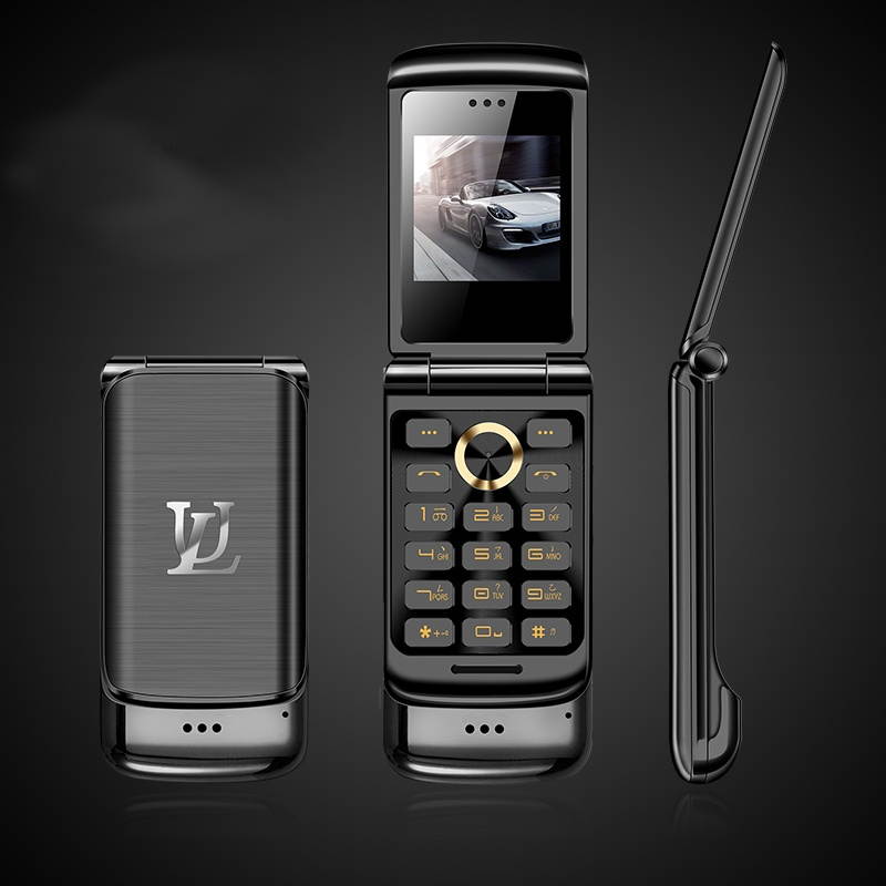 Ulcool V9 Smalllest Flip Phone 850mAh Whatsapp bluetooth Dialer FM Dual SIM Card Phone Gold