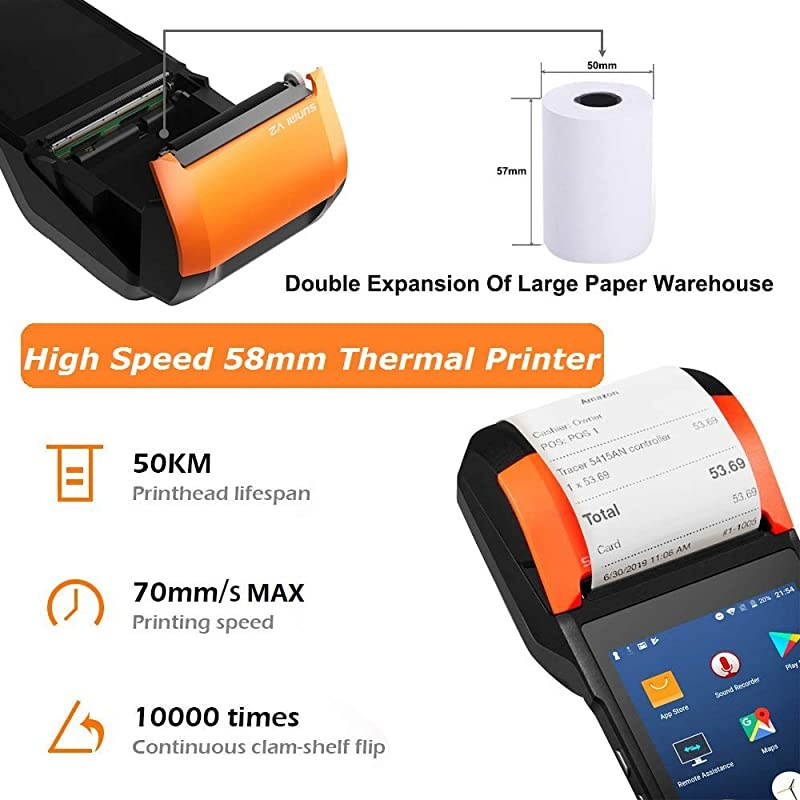 Receipt Printer 58mm Thermal Printer with Android OS 545 Touch Screen Support 4G Bluethooth WiFi Compatible with Loyverse iREAP and CashStock for Sales Retail Print