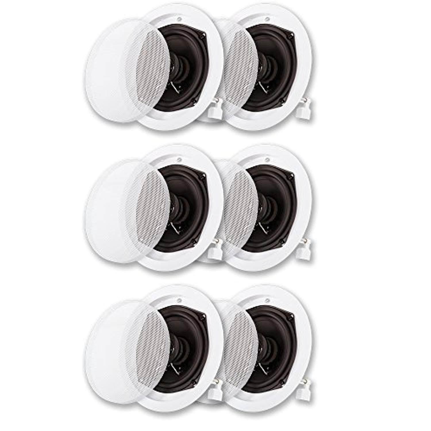 Acoustic Audio R191 In Ceiling / In Wall Speaker 3 Pair Pack 2 Way Home Theater Flush Mount