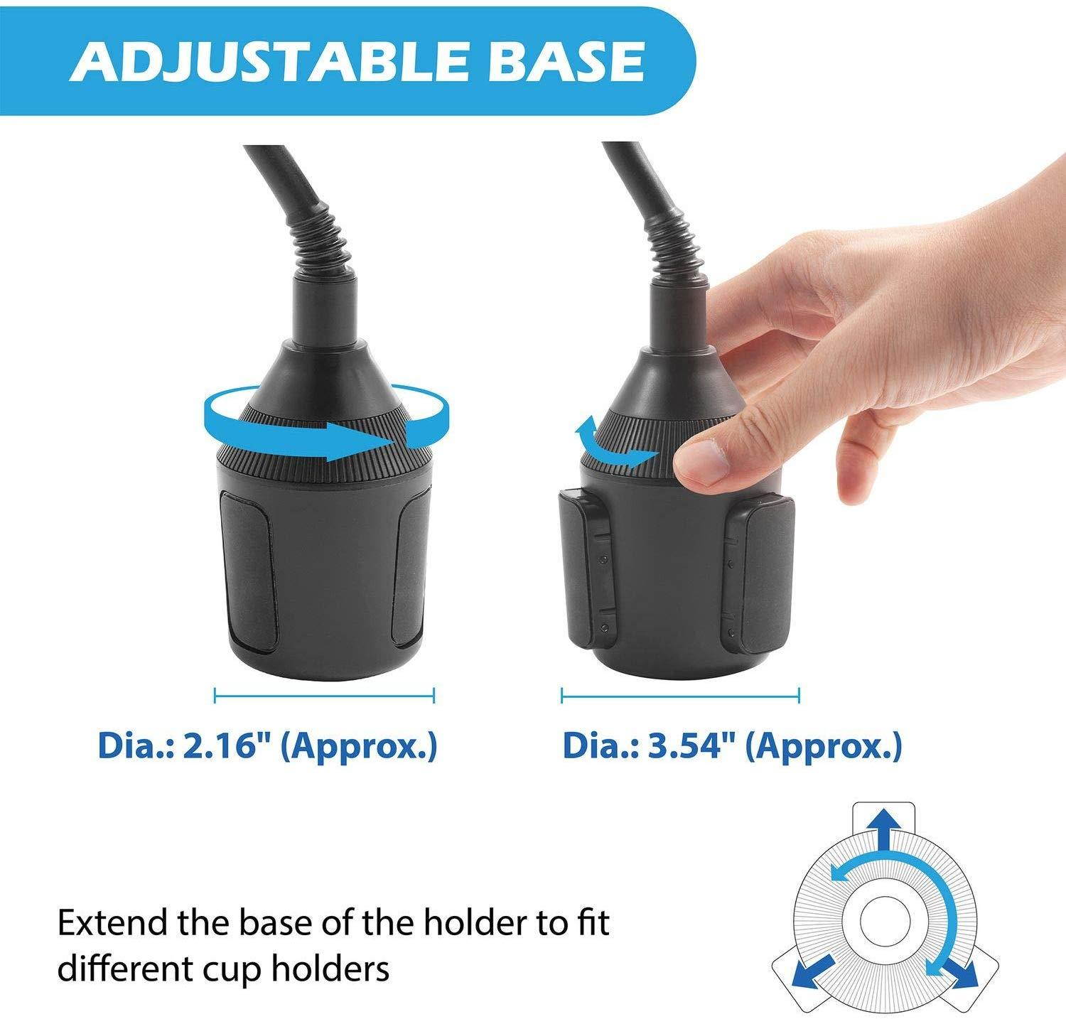 Cup Car Phone Holder, Insten 360 Degree [One Button Release] Long Gooseneck Cup Holder Car Mount Compatible with iPhone 11/11 Pro/ 11 Pro Max/XS/XS MAX/XR/X/8/8+/7/7+, Galaxy S10/S9/S8/Note 9