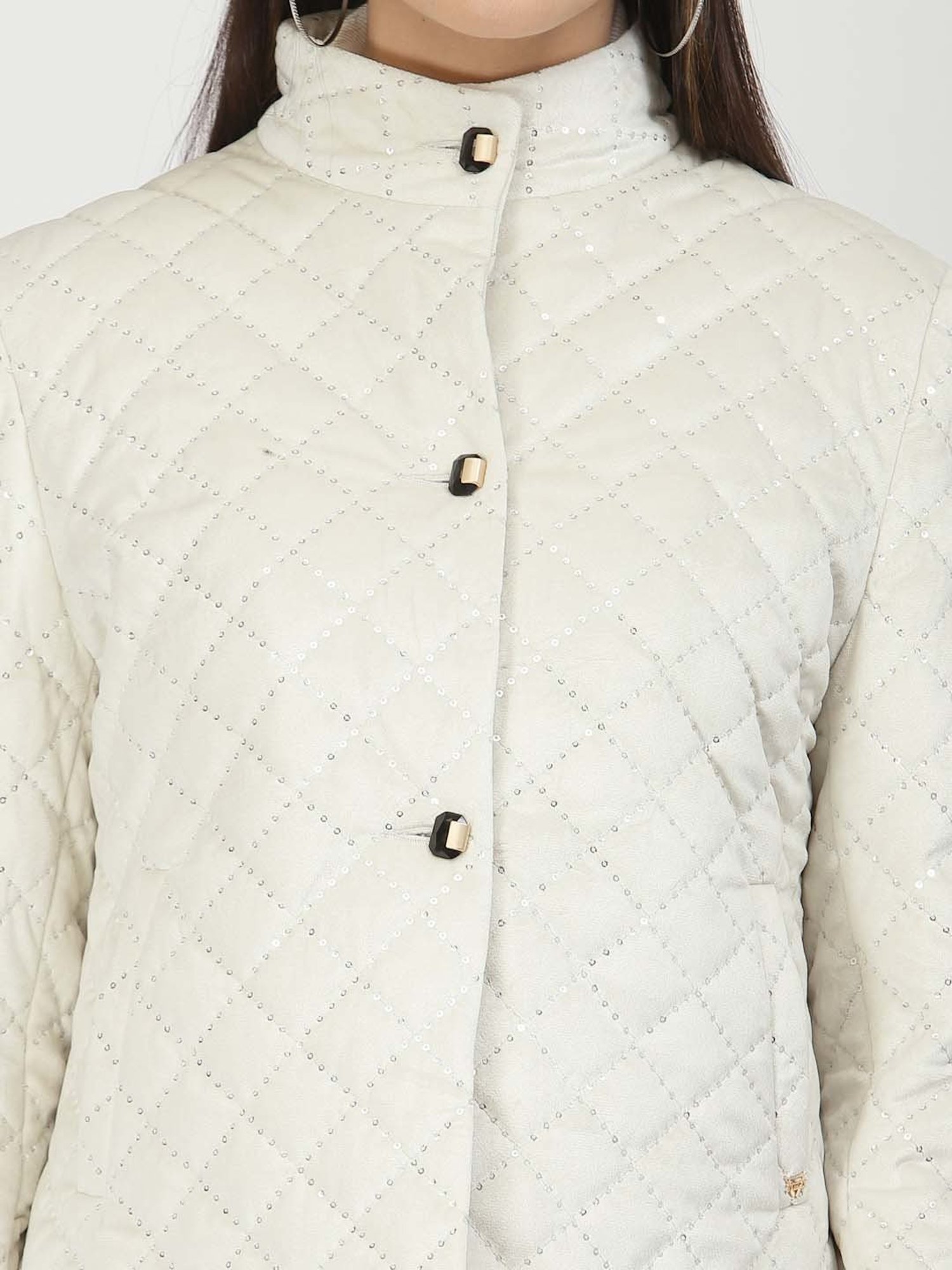 Juelle White Embellished Quilted Jacket