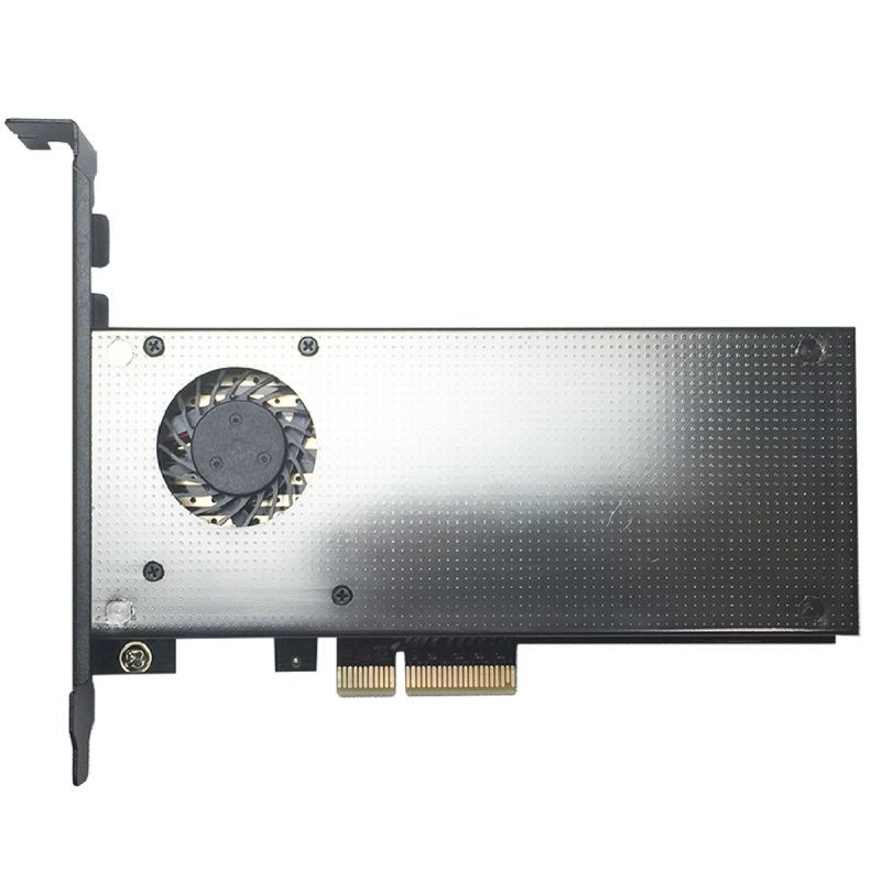 GLOTRENDS 2 in 1 M.2 PCIE Adapter and M.2 NGFF SATA Adapter, EMI Protection Cover with Fan