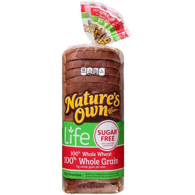 Nature's Own Life 100% Whole Wheat Sugar Free Whole Grain Bread - 16oz