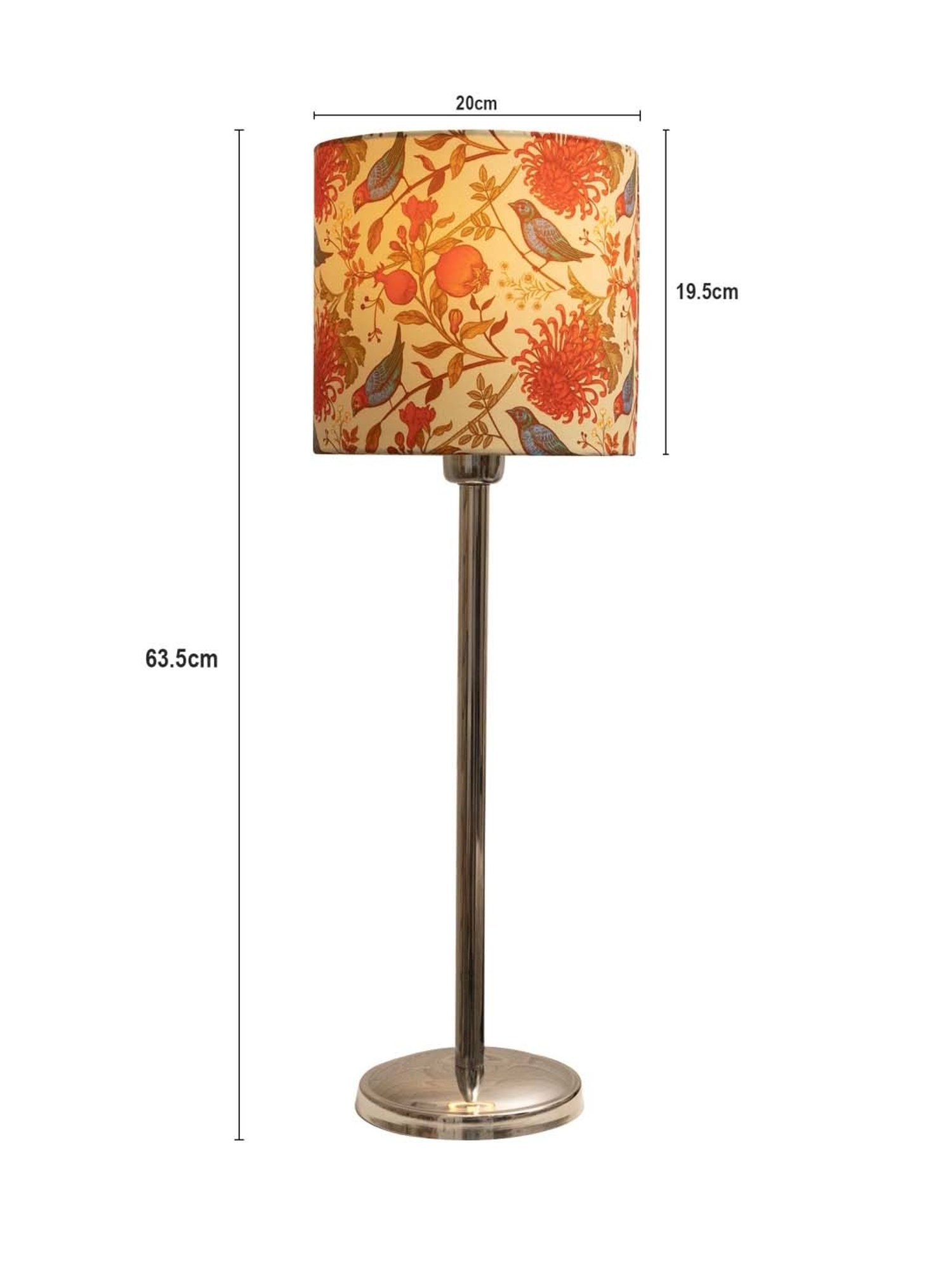 Homesake Chrome Suave Multicolor Steel Bedside Table Lamp With Fabric Shade - Set of 1