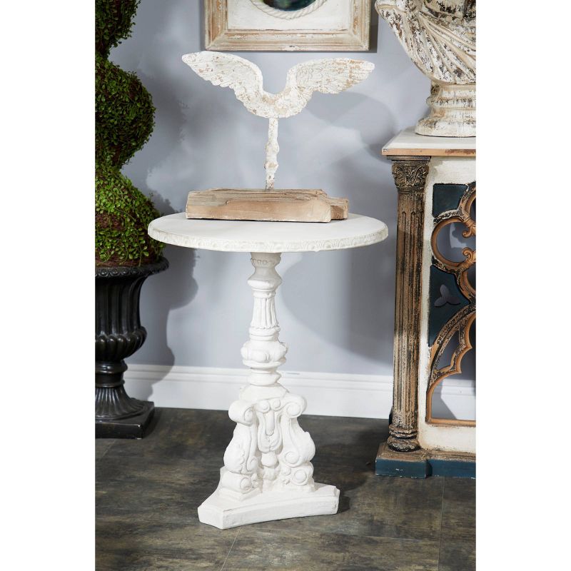 Farmhouse Fiberglass and Chinese Fir Accent Table White - Olivia & May