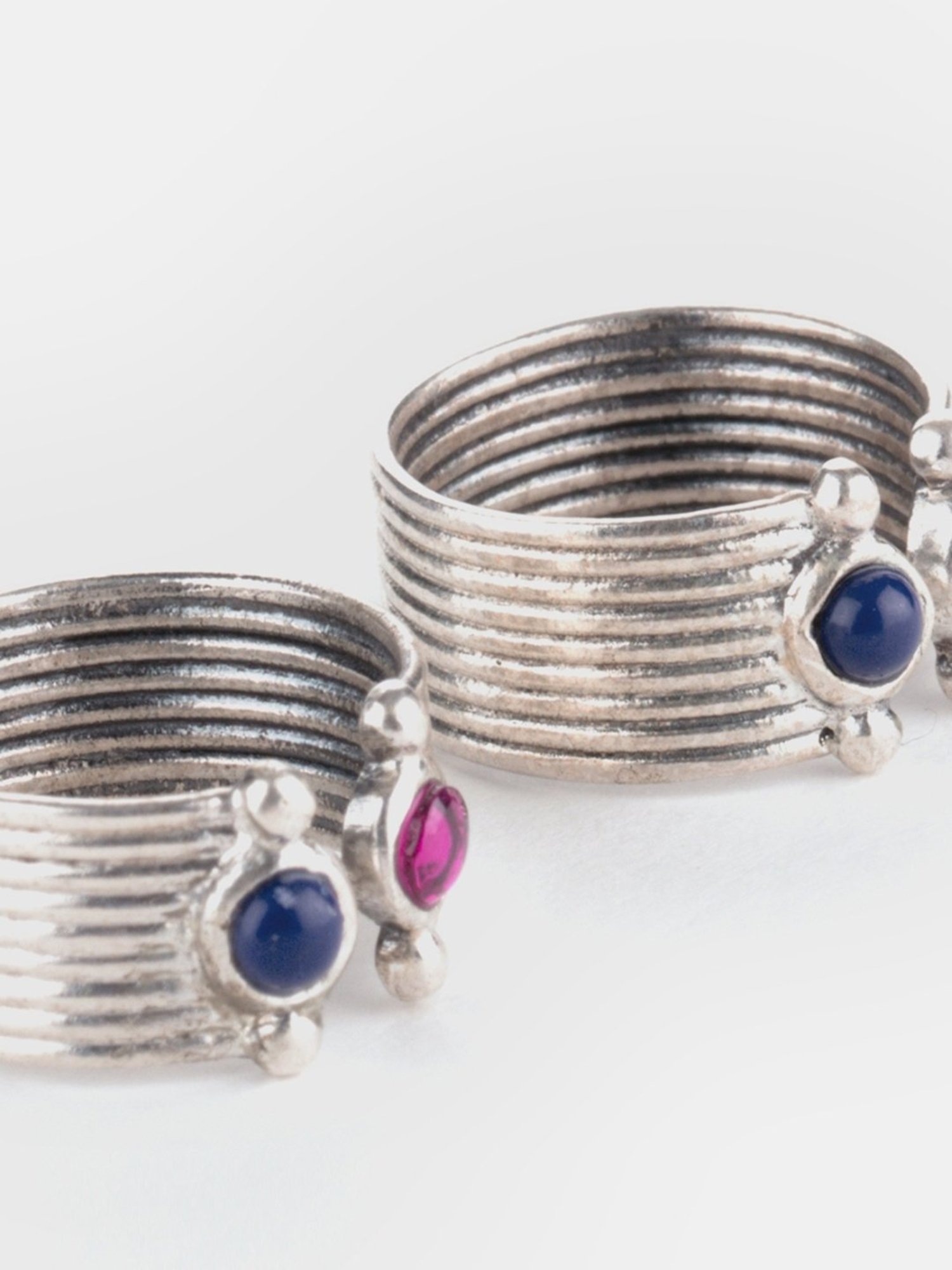 Shaya 92.5 Sterling Silver White Gold The Rabari Nagla Inspired Toe Rings for Women