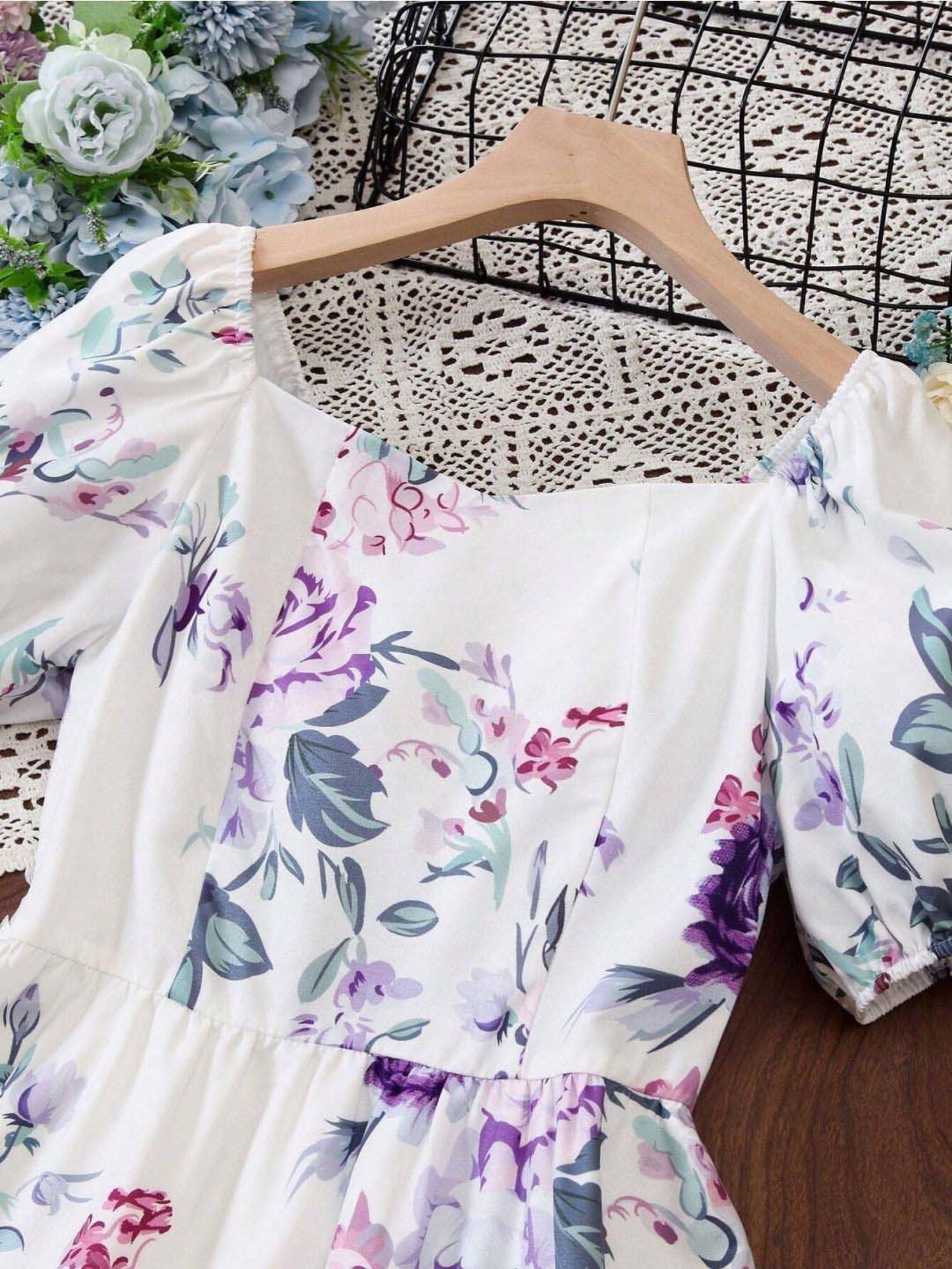 Bolly Lounge Girls White & Navy Floral Dress