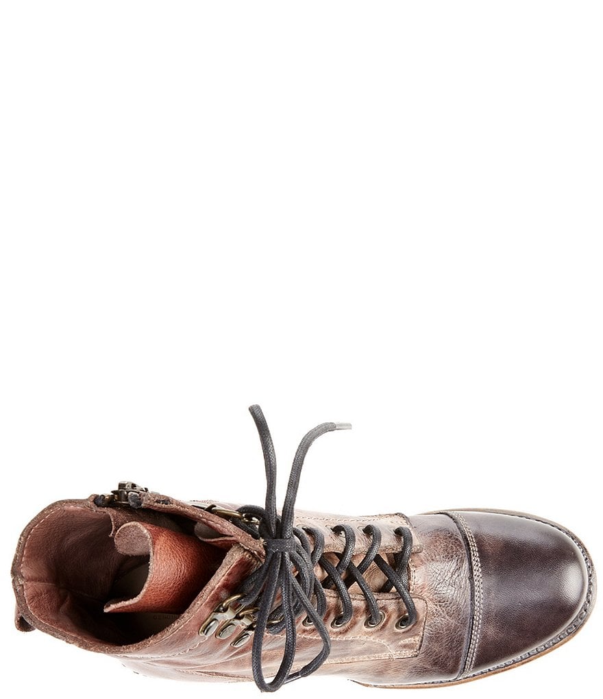 Bed Stu Judgement Leather Tie-Dye Block Heel Combat Boots