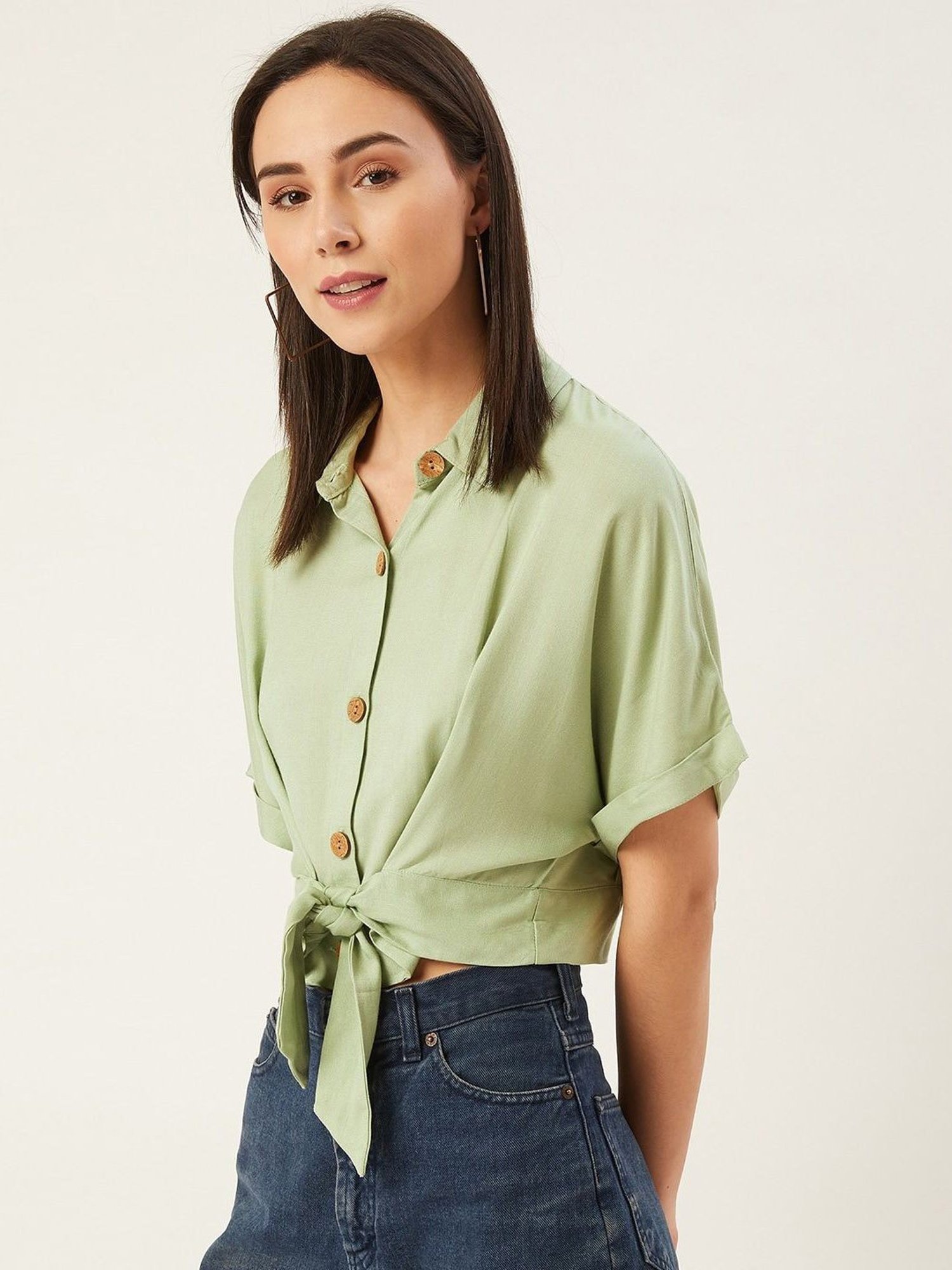 Anvi Be Yourself Olive Green Shirt