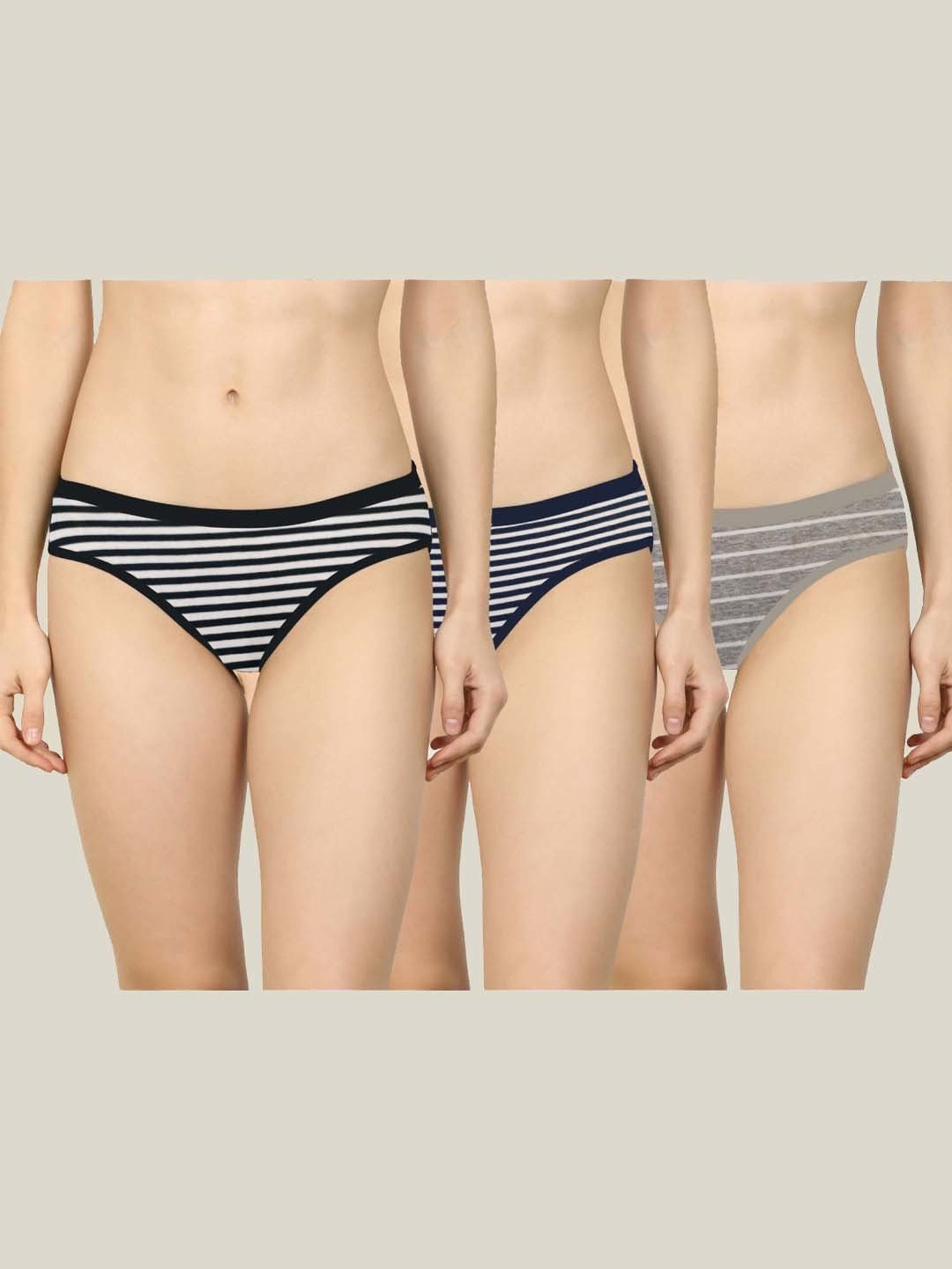 AROUSY Black & Grey Printed Bikini Panties - Pack Of 3