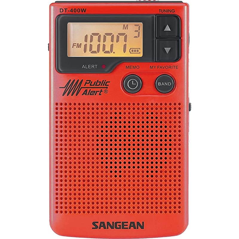 DT400WSE RED AMFM Digital Weather Alert Pocket Radio Red Special Edition