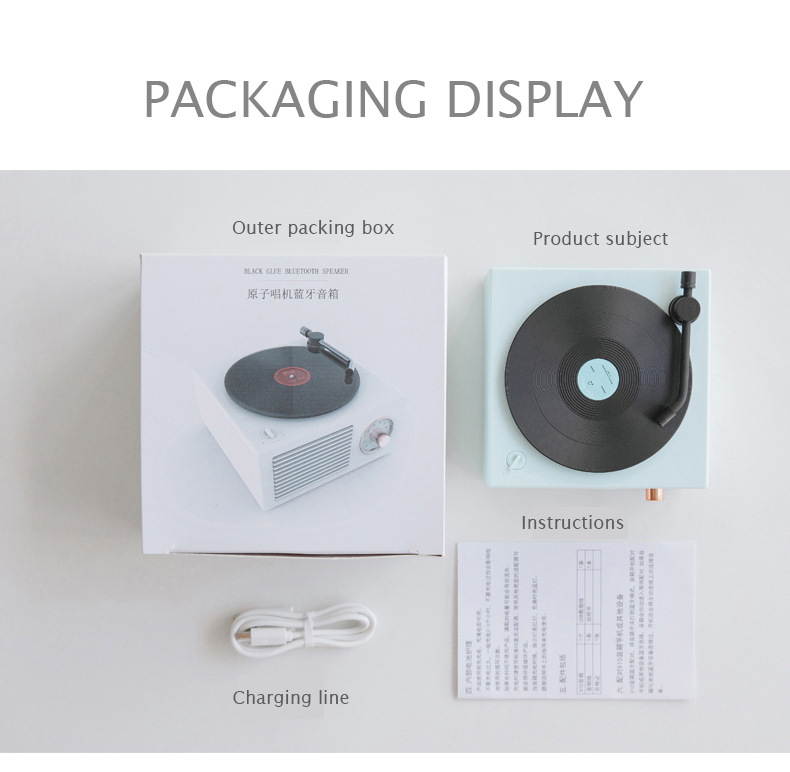 Bluetooth Speaker Mini Music Player Subwoofer Nostalgic Retro Record Wireless Player