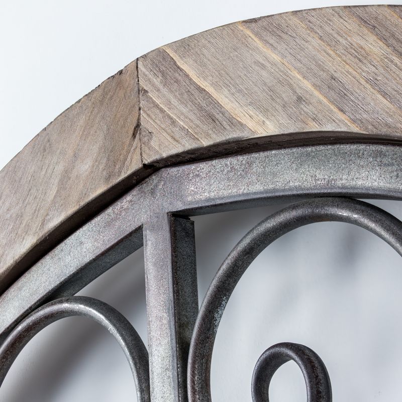 28" x 24" Rustic Arched Wood and Metal Wall Decor Brown - American Art Decor