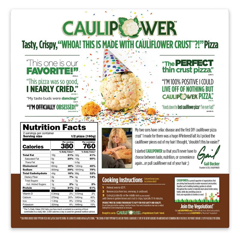CAULIPOWER Uncured Turkey Pepperoni Cauliflower Crust Frozen Pizza - 11.3oz