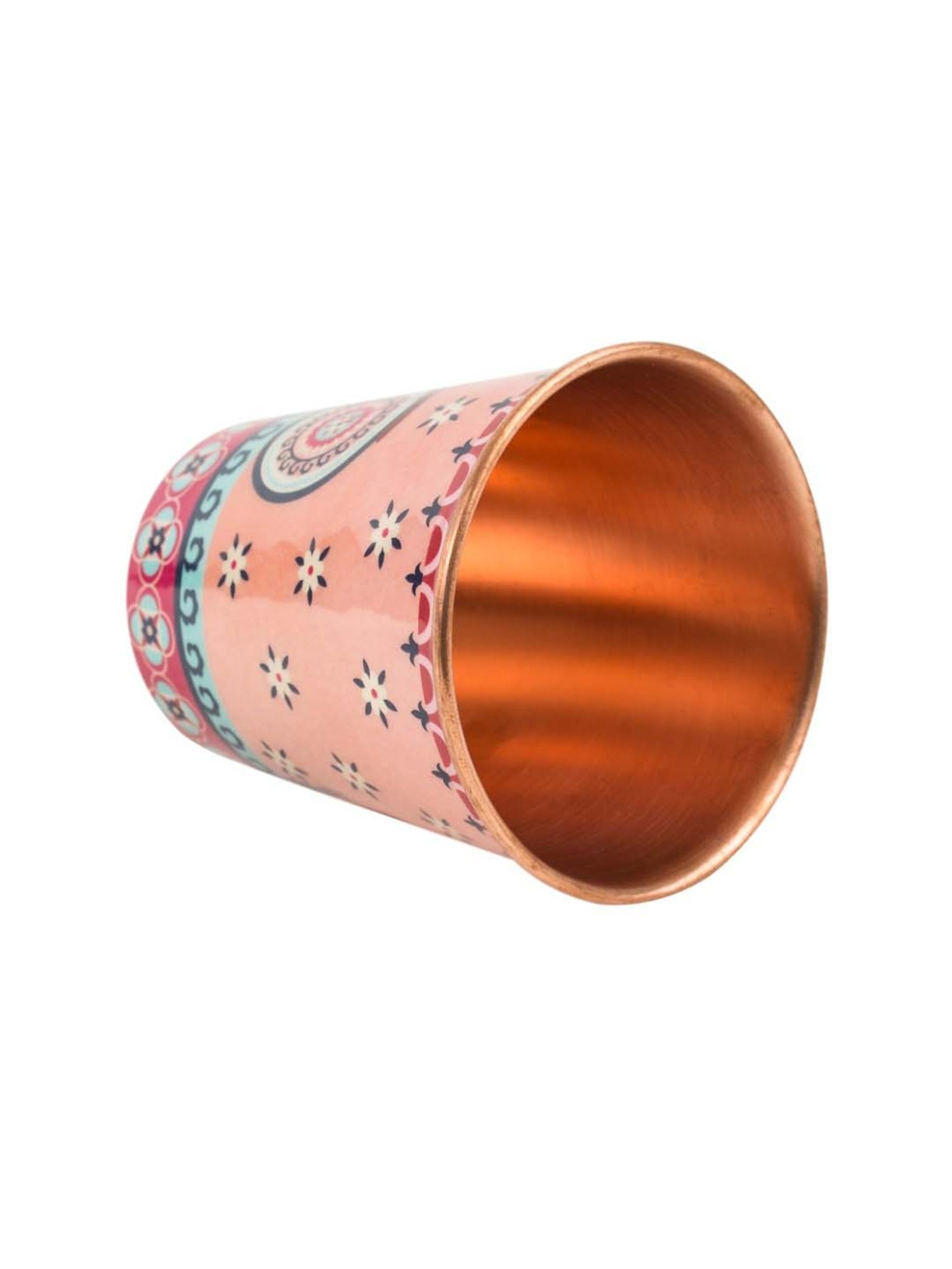 Chumbak Floral Cycling Peach Copper Tumbler - Set of 1