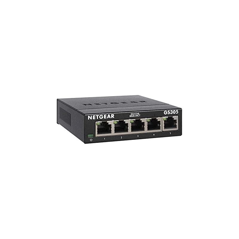 5Port Gigabit Ethernet Unmanaged Switch GS305 Home Network Hub Office Ethernet Splitter PlugandPlay Fanless Metal Housing Desktop or Wall Mount
