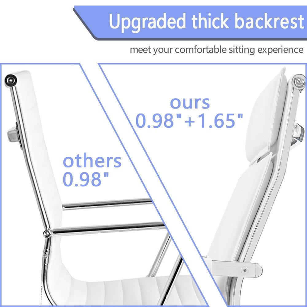 Homall Office Desk Chair Mid-Back Computer Chair Leather Executive Adjustable Swivel Task Chair Conference Chair with Armrests (White)