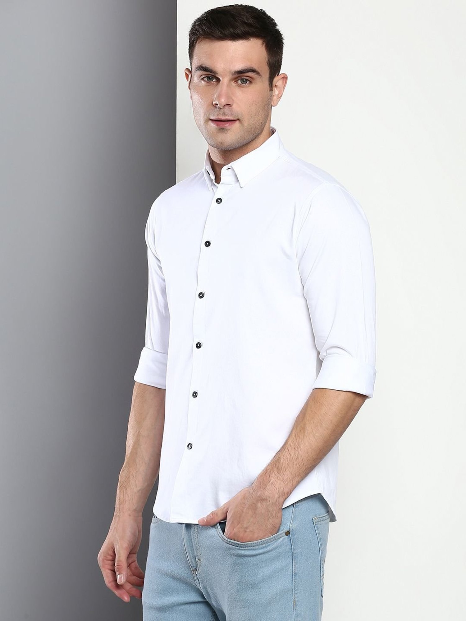 Dennis Lingo White  Slim Fit Shirt