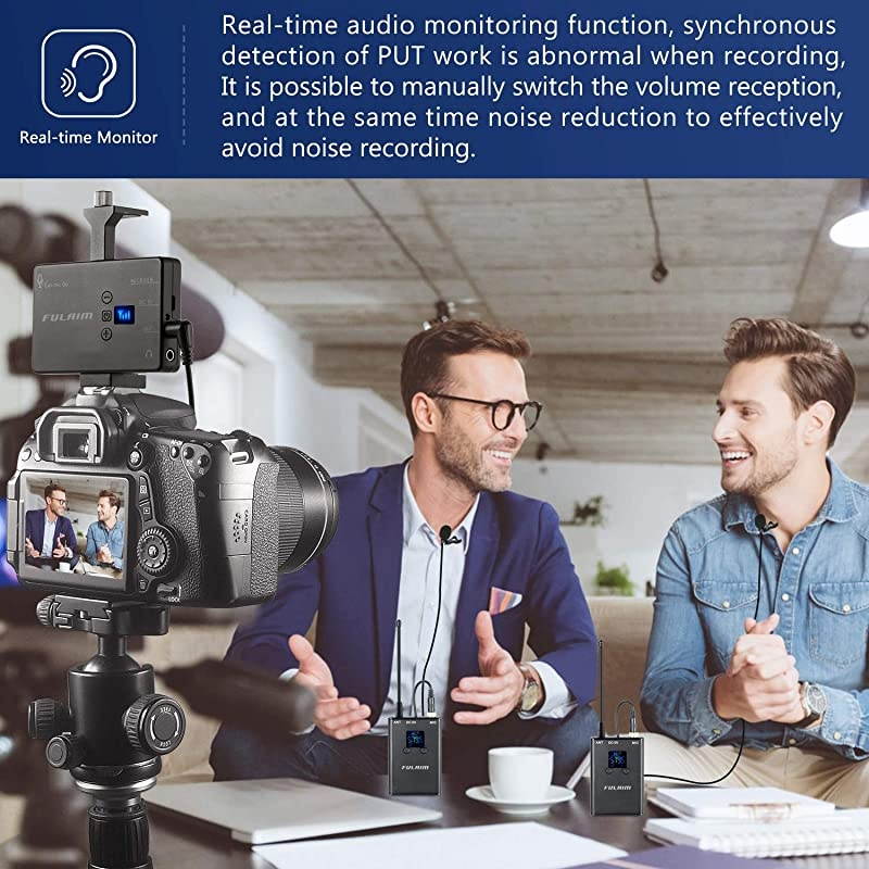 MX11 Wireless Lavalier Microphone System for iPhone DSLR Camera Android Cell Phones UHF 20Channel Wireless Lapel Microphone System for Professional Video Recording Interview and Vlog 1TX