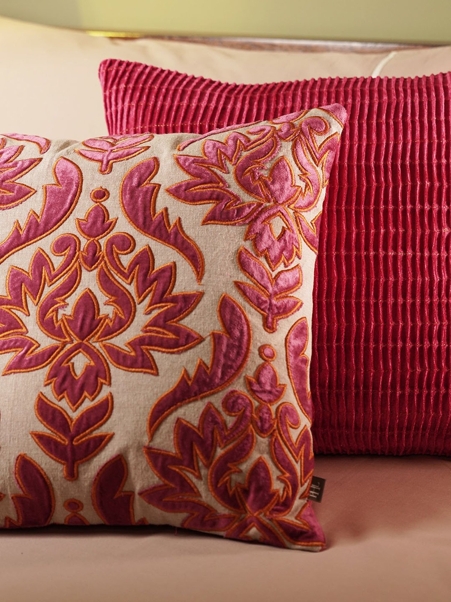 Pure Home and Living Ivory Cotton Embroidery Cushion Cover