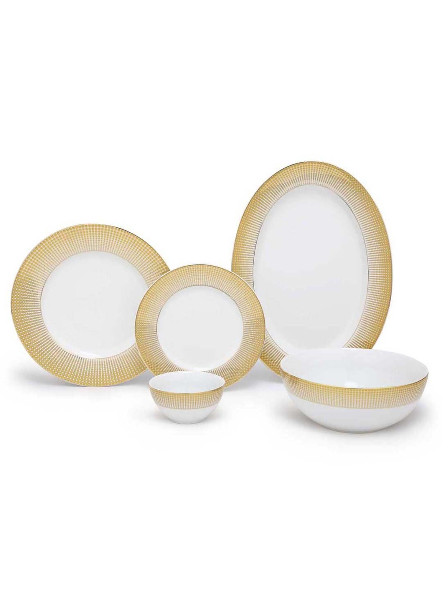 Home4U 'Aura' White & Golden Porcelain Dinner Set