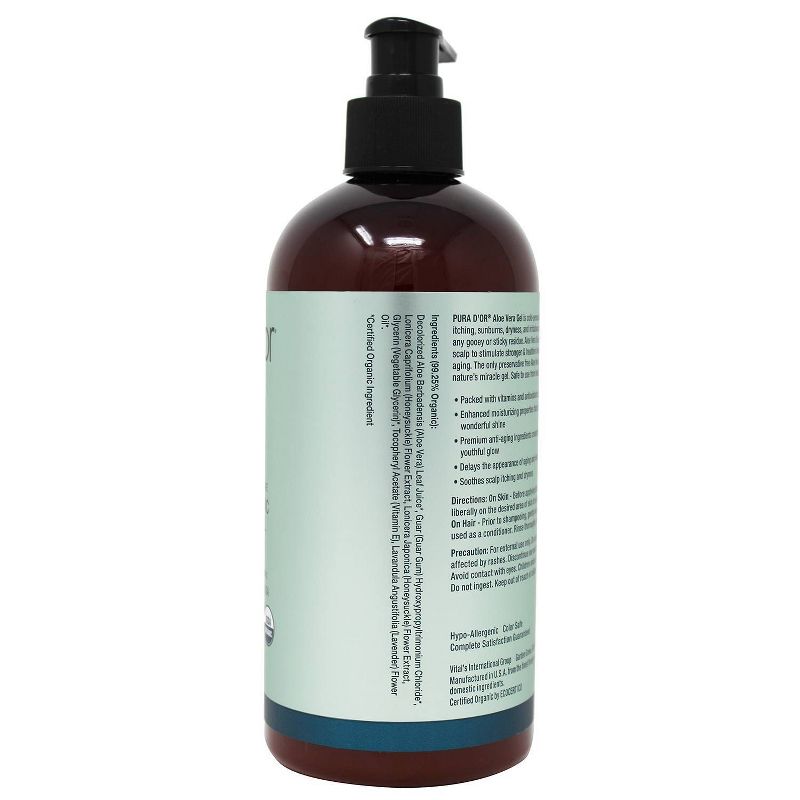 Pura d'or Healing Organic Aloe Vera Gel - Lavender - 16 fl oz