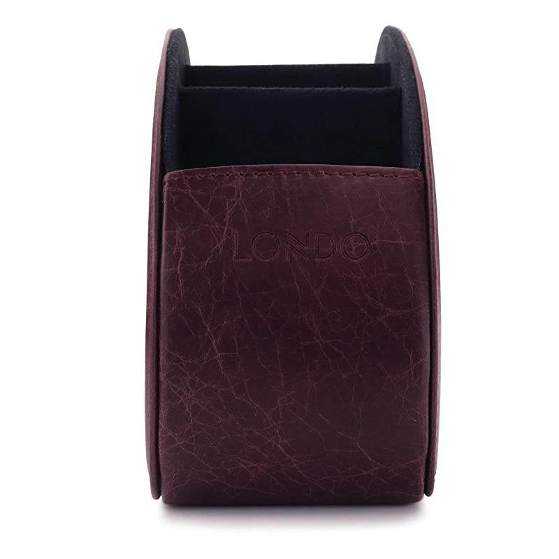 Remote Controller Holder Organizer Store DVD Bluray TV Roku or Apple TV Remotes Italian Genuine Leather with Suede Lining Living or Bedroom Storage Damson