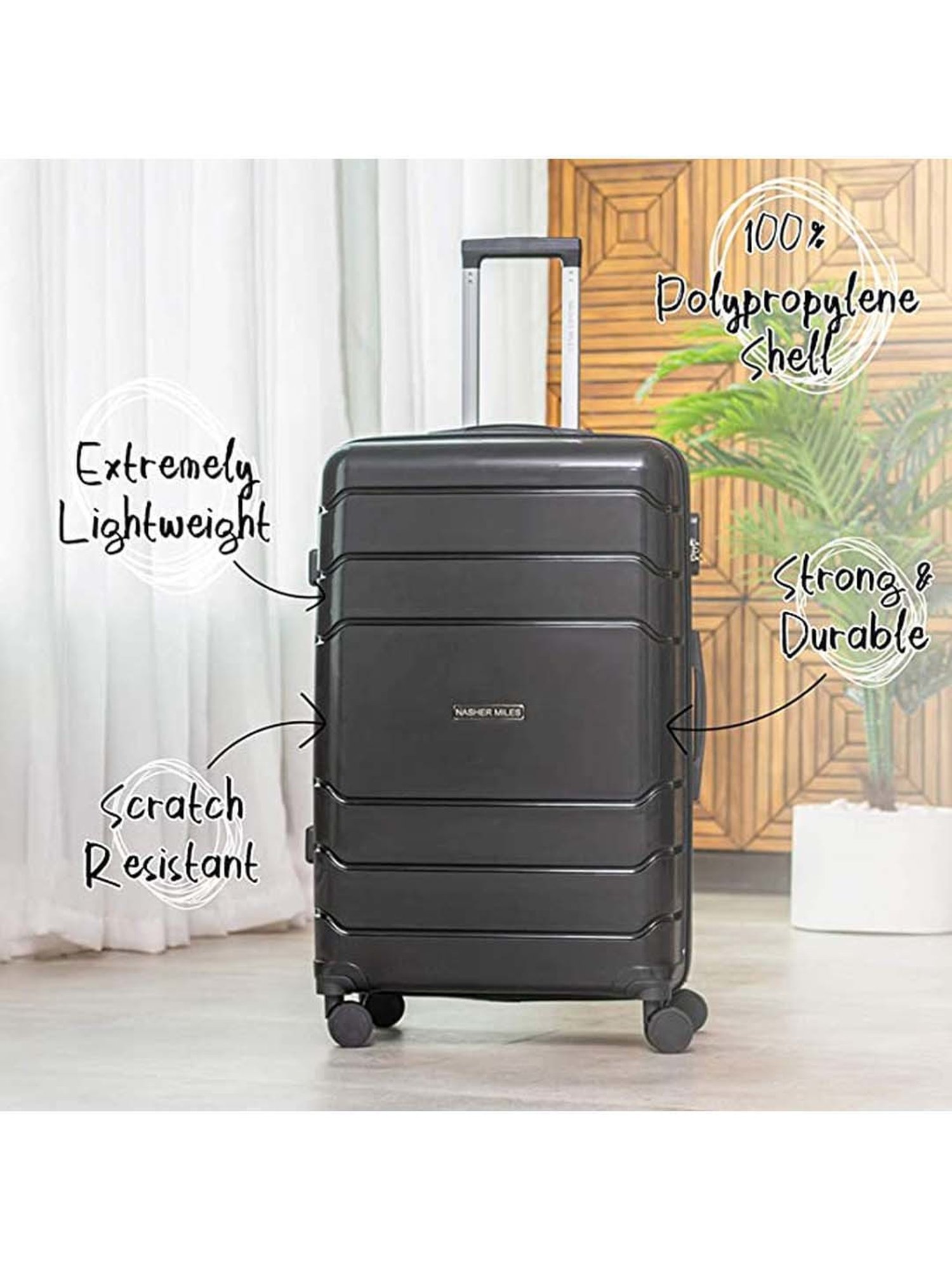 Nasher Miles Lisbon Polypropylene Black Hardsided Luggage Set (NM 10312 Lisbon Black S3)