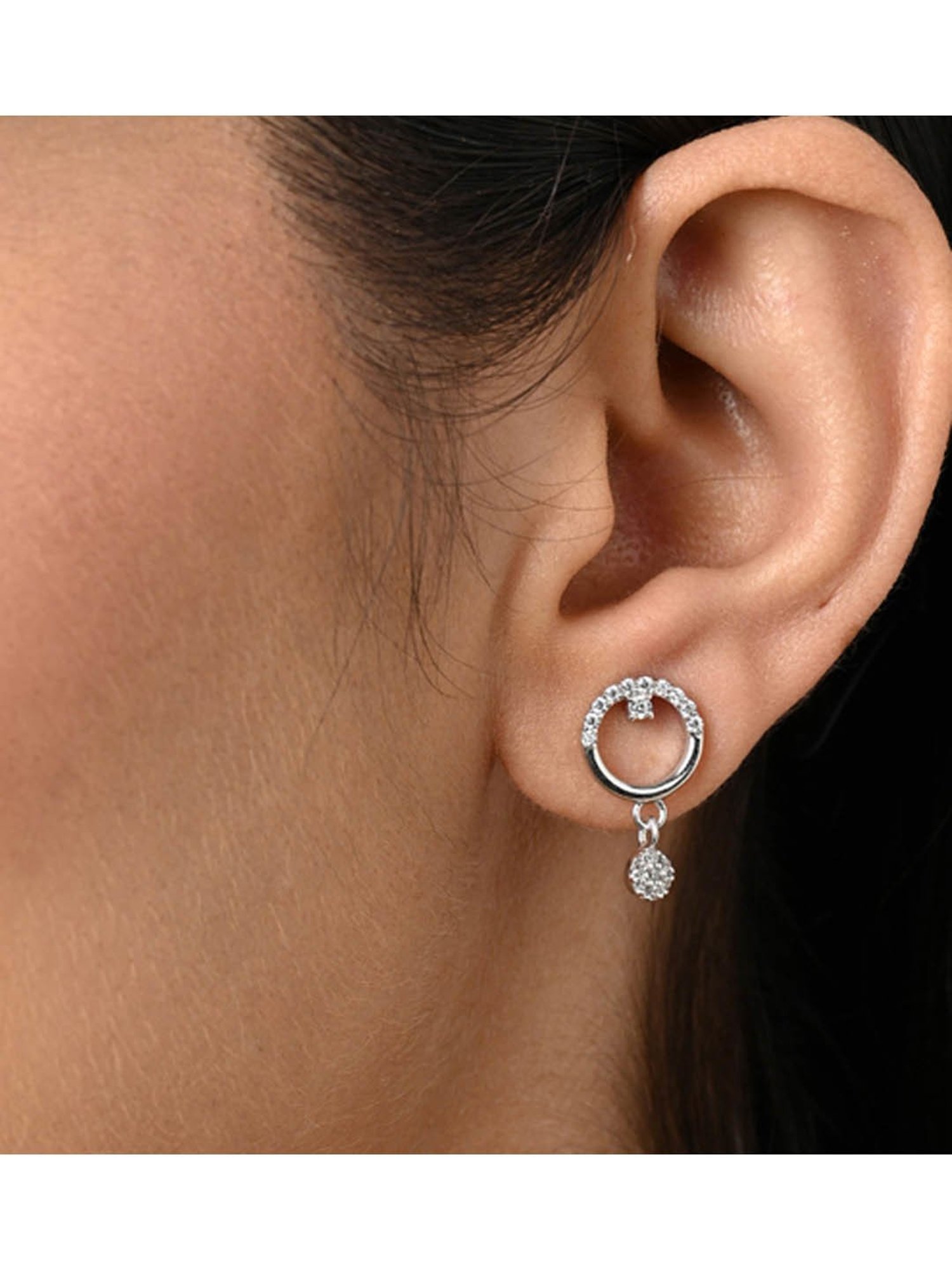 Clara 925 Sterling Silver Platinum Plated Swiss Zirconia Anja Bali Drop Earrings Gift for Women