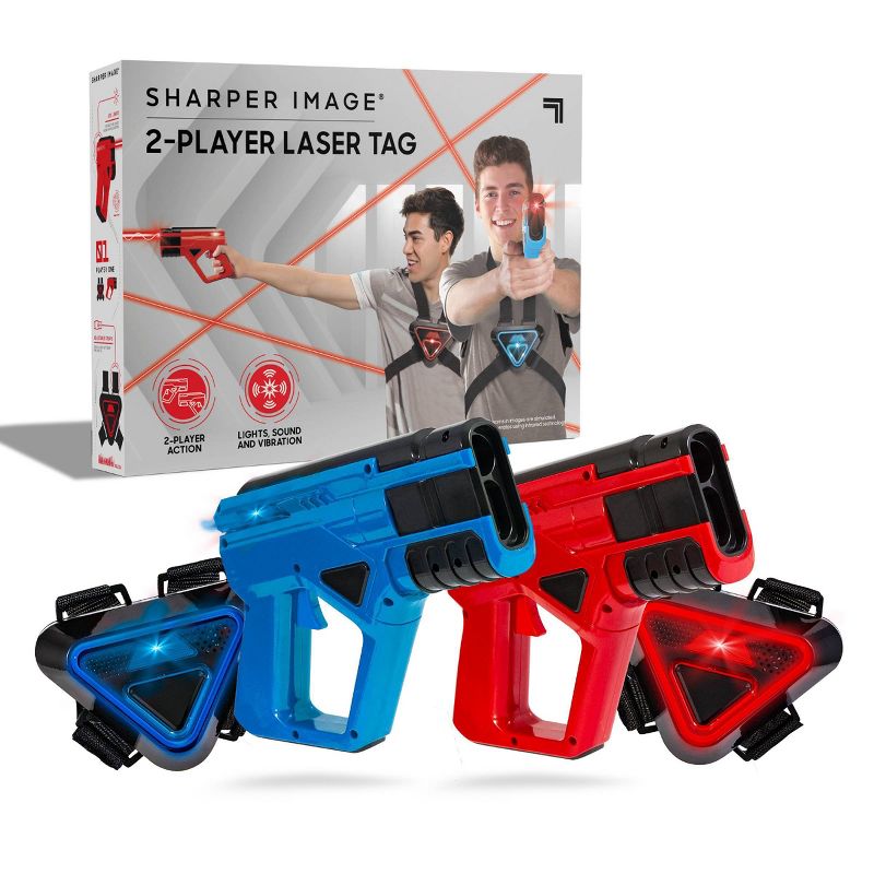 SHARPER IMAGE Two-Player Toy Laser Tag Blaster Blaster & Vest Armor Set for Kids
