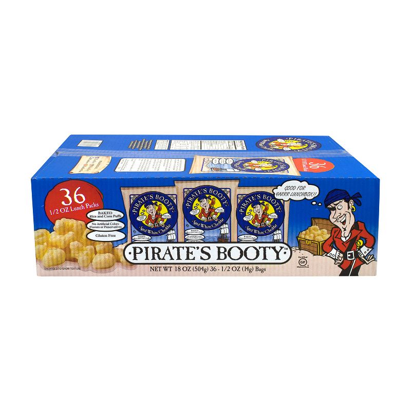 PIRATE'S BOOTY Natural Aged White Cheddar Baked Corn Puffs, 0.5oz , 36ct