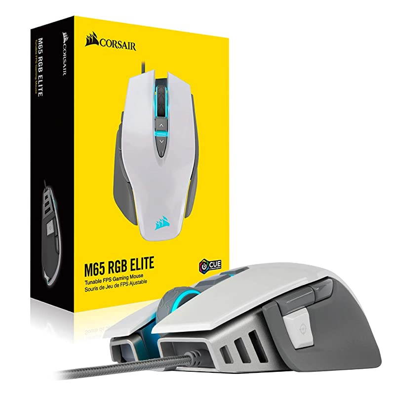 M65 ELITE RGB FPS Gaming Mouse 18000 DPI Optical Sensor Adjustable DPI Sniper Button Tunable Weights White