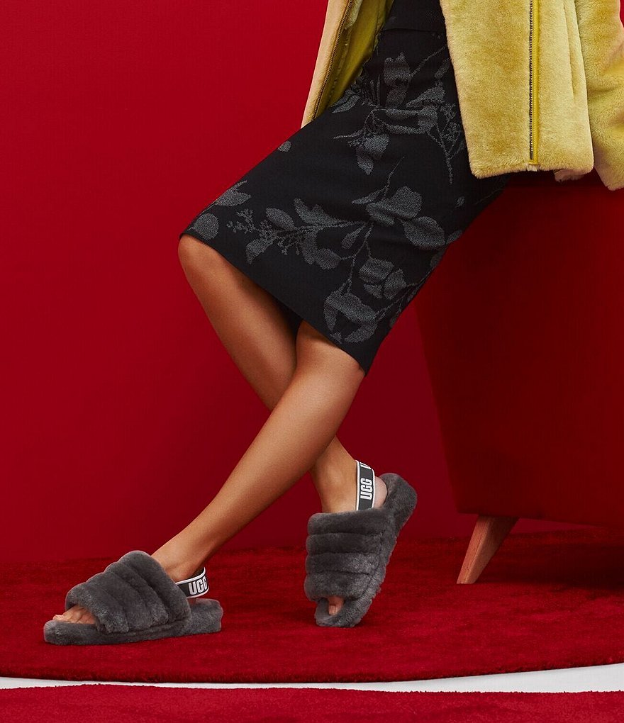 UGG&reg; Logo Fluff Yeah Fur Slides