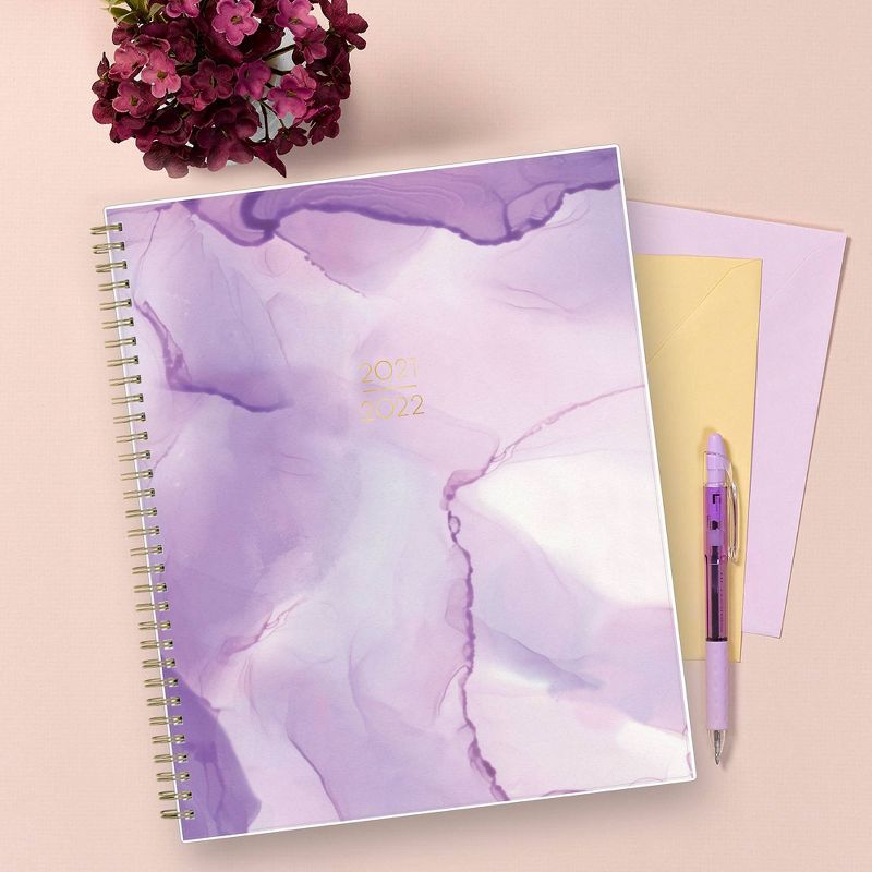2021-22 Academic Planner 8.5" x 11" Flexible Plastic Cover Weekly/Monthly Wirebound Alcohol Ink Purple - May Designs